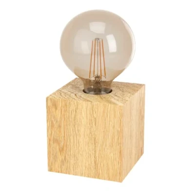 Image de Eglo lampe de chevet Prestwick 2, à poser décorative, table cube en bois naturel, FSC100HB, luminaire pour salon et chambre coucher, douille E27