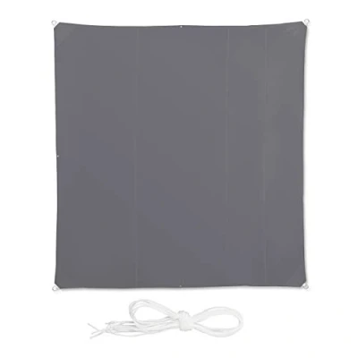 Image de relaxdays Voile d’ombrage carré diffuseur d’Ombre Protection Soleil Balcon Jardin UV lxP 5x5 m Toile imperméable, Gris
