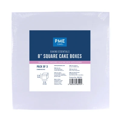 Image de PME Baking Essentials Lot de 3 boîtes à gâteau carrées 20 cm, Blanc