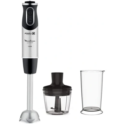 Image de Moulinex DD6578 Quickchef 2 en 1 Mélangeur à Plongée 1000 W, Mixeur avec technologie Powelix et 10 vitesses, accessoires, verre 800 ml hachoir 500 ml, lames acier inoxydable