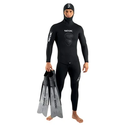 Image de SEAC Homme Royal Combinaison en néoprène de 5 mm d épaisseur pour la plongée apnée composée Une salop, Noir, XXXL EU