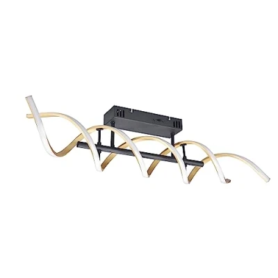 Image de Trio, Plafonnier, Sequence incl. 1 x LED,SMD,41,0 Watt,2300+3000+4000K,5000 Lm. Plastique, Blanc, Corps: Aluminium, Laiton mat L:90,0cm, L:14,0cm, H:20,5cm Réglable avec interrupteur,IP20,DIP Switch
