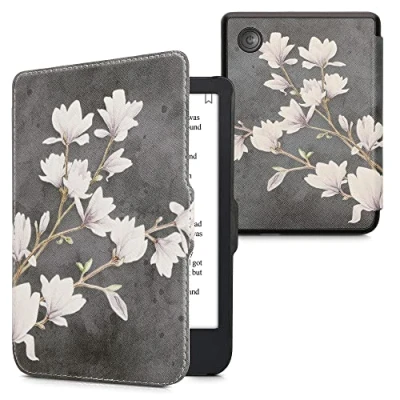 Image de kwmobile Étui Compatible avec Kobo Clara 2E Coque à Rabat magnétique Tablette eReader Similicuir Taupe Blanc Gris foncé