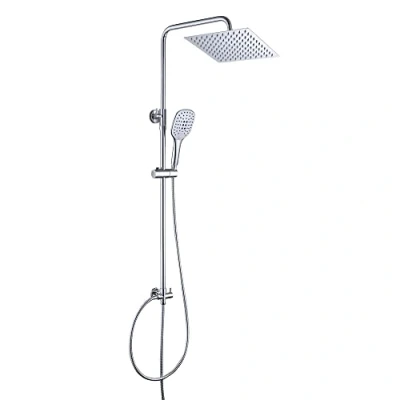 Image de JOHO Colonne de Douche Design Carré sans Mitigeur Système Ajustable Hauteur Salle bain Ensemble Baignoire avec Pommeau 20x20CM