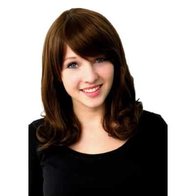 Image de Prettyland Femmes Perruque Longueur Moyenne 40cm Légèrement Bouclée Ondulée Café Marron brun Résistant à la Chaleur Wig C827