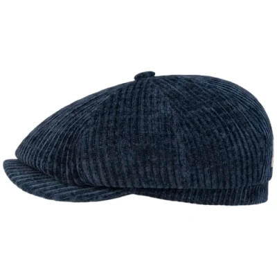 Image de STETSON Casquette Hatteras Corduroy Jersey Homme Made in The EU Type Gavroche avec visière, Doublure Hiver Automne L (58 59 cm) Bleu foncé