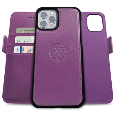 Image de dreem Fibonacci Compatible avec iPhone 13 Pro funda cartera / 2 en 1 étui Antichoc et Folio Amovible Cuir végétal, MagSafe, Protection RFID [Pourpre]