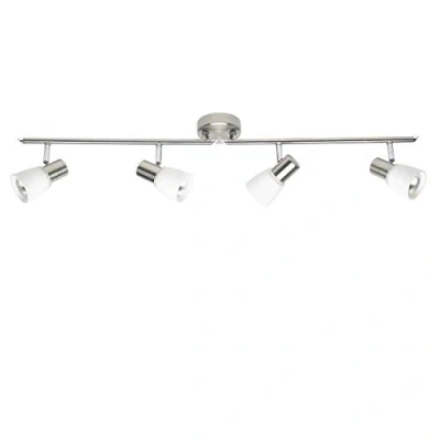Image de BRILLIANT Plafonnier barre à 4 lumières Luca hauteur 15 cm E14 40W chrome et blanc