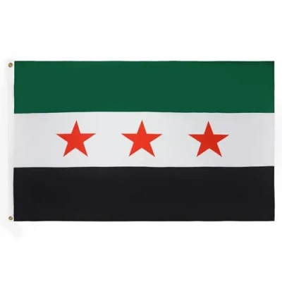 Image de Az Flag Drapeau Syrie Armée Syrienne libre 90x60 cm Syrien 100% Polyester Avec Oeillets Métalliques Intégrés Pavillon 50g