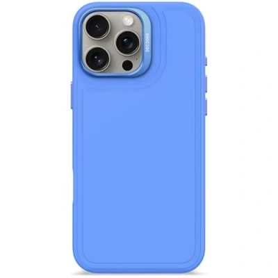 Image de DECODED coque en silicone pour iPhone 16 Pro Max, compatible MagSafe, matériau liquide doux au toucher, de protection intégrale, bords surélevés protéger l&#039;écran et l&#039;appareil photo, bleu