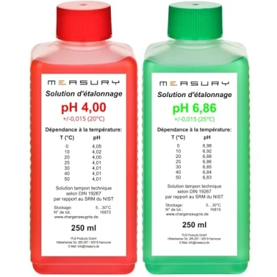 Image de Measury pH Calibration Solution, Etalonnage du 4.00 et 6.86, Solution Tampon 250ml chacun, d&#039;étalonnage Vert/Bleu, Ensemble de Liquides