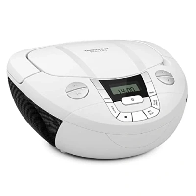 Image de TechniSat Viola CD 1 Lecteur stéréo Portable, Boombox avec poignée Pratique (Radio CD, Tuner Radio FM, réception Bluetooth, Puissance RMS de 2 x W, Alimentation Secteur et Batterie) Noir