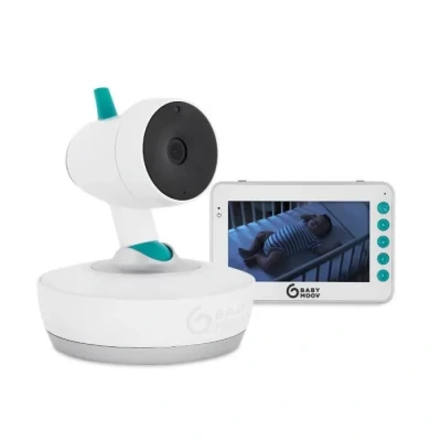 Image de Babymoov YOO Moov Babyphone Vidéo Motorisé, Caméra à 360, Grand Ecran 4,3&#039;&#039; (11cm), Portée de 300m, Mode VOX, 720p, Talkie Walkie, Veilleuse Multicolore &amp; Berceuses