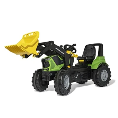 Image de Rolly Toys RollyFarmtrac Deutz Agrotron 8280 TTV avec Chargeur rollyTrac de 3 à 8 Ans, pneus Silencieux, siège réglable en Longueur et Hauteur