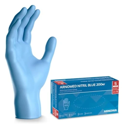 Image de ARNOMED gants jetables bleu, 200 pièces/boîte, nitrile taille S, non poudrés &amp; sans latex, jetables, disponibles en tailles M, L XL