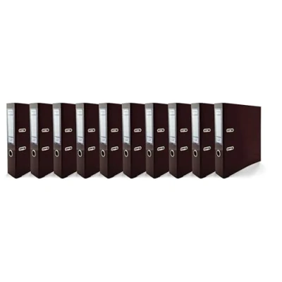Image de Netuno 10x classeur à anneaux marron chocolat brillant A4 mécanisme 2 7,5cm plastique éco d&#039;école pour documents de format levier bureau