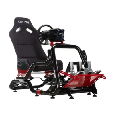 Image de OPLITE Cockpit GTR S8 Elite Force Red professionnel pour Simulation de Course Pilotage Simracing et Flightsim avec tubes renfort latéraux