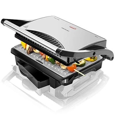 Image de Cecotec Grill électrique 750 Full Open .Revêtement en pierre RockStone, antiadhésif maximum et meilleur nettoyage, ouverture à 180 C, poignée froide (1000 W)