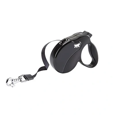 Image de Ferplast Laisse Chien Enrouleur Amigo Mini, pour Petits Chiens jusqu&#039;à 12 Kg. Sangle Extensible Max 3 m. Bouton de Verrouillage et déverrouillage Unique, Noir, Couvercle Noir