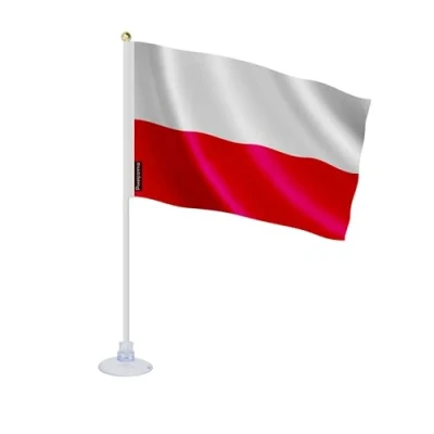 Image de Drapeau Pologne Mini Ventouse 14 x 21 cm Polyester Impression Recto/Verso