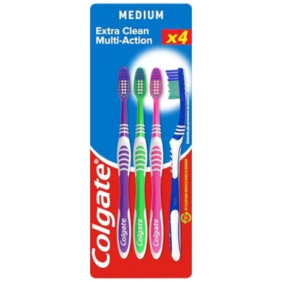 Image de COLGATE Brosse à dents Extra Clean Multi Action Medium Lot de 4