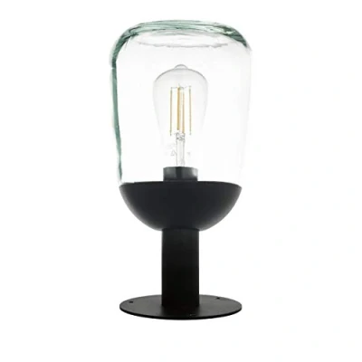 Image de Eglo Lampe d&#039;Extérieur Donatori, 1 Vintage, Rétro, Culot en Fonte d&#039;Aluminium Noir et Verre Transparent, Extérieure avec E27, Ip44