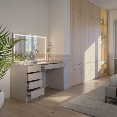 Image de Vicco Coiffeuse Sherry, Cachemire, 120cm avec Miroir LED