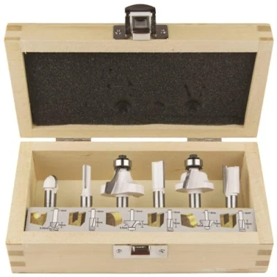 Image de Makita Ensemble d&#039;embouts de routeur 6 pcs 8 mm argenté