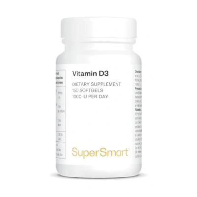 Image de Vitamine D3 Boost Immunitaire Aide à Maintenir une Bonne Santé des Os, Muscles et Dents Haute Absorption Sans OGM 150 Softgels Supersmart