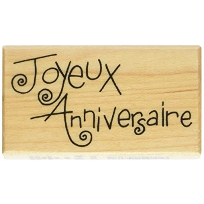 Image de Artemio Joyeux Anniversaire Enfantin Tampon, Bois, Noir, 3,7 x 2,5 6,6 cm ARTHD359
