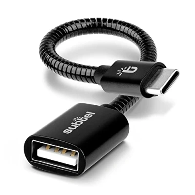 Image de subtel® Câble OTG Compatible avec Smartphone Nokia XR30, XR20, X20, X10, G60, G50, G21, G20, G11, G10 Adaptateur USB C Type on The Go Aluminium Noir, Brancher périphériques
