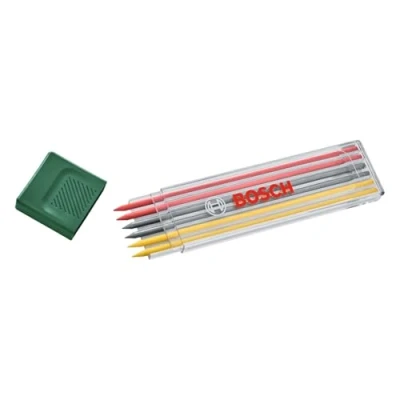 Image de Bosch Set de 6 mines graphites multicolores (2 rouges, 2 jaunes, HB 2,8 mm)