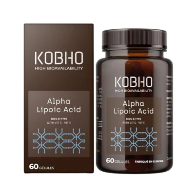 Image de Acide Alpha Lipoïque (R ALA) Soutien Antioxydant avec Vitamines C et E Aide à la Gestion du Poids réduire le stress oxydatif