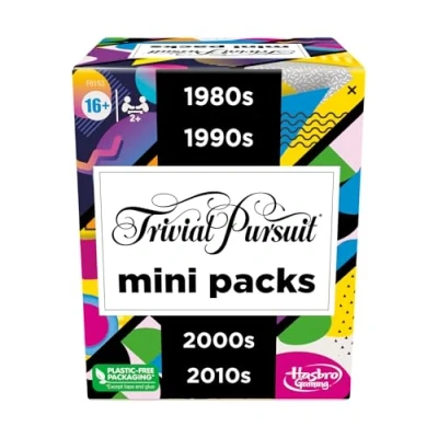 Image de Trivial Pursuit Game Mini Packs Multipack, Fun Trivia Questions for Adults and Teens Ages 16+, Includes 4 Featuring Decades