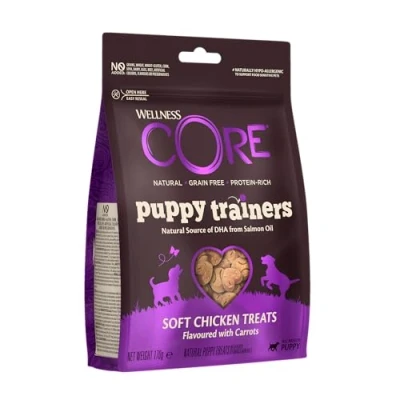 Image de Wellness Core, Puppy Trainers, Friandises d&#039;Apprentissage pour Chiot, Naturelles et Sans Céréales, Poulet/Carottes, sachet de 170 g