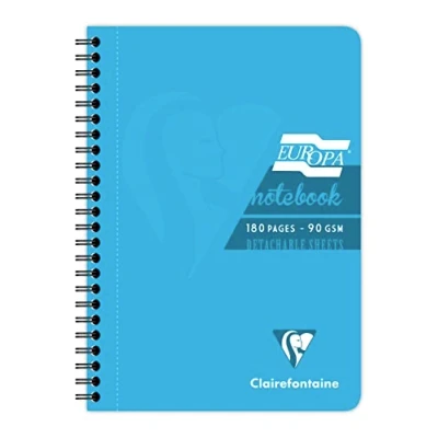 Image de Clairefontaine 5812Z Un Carnet à Spirale Europa Glossy Turquoise A5 14,8x21 cm 180 Pages Détachables Lignées avec Marge Papier Blanc 90 g Couverture Carte Vernie