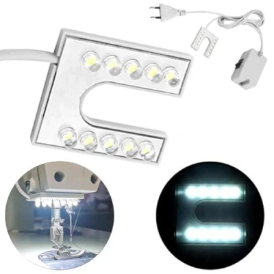 Image de lampe de machine à coudre, col cygne flexible LED avec base montage magnétique pour l&#039;artisanat, prise UE 110 265V coudre