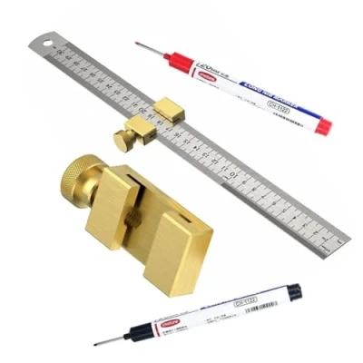 Image de ZHYUAN règle en acier laiton butée métal, de règle, pâte à tracer, traçage inoxydable, outil tracage, angle combinaison,