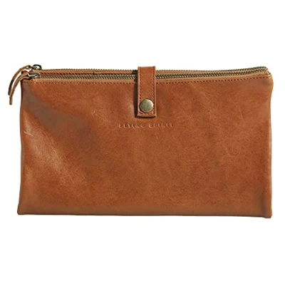 Image de Clairefontaine 930031C Trousse Plate Flying Spirit Étui à Outils Compartimenté et Fermeture Zippée L 27 x H 23,6 cm Cuir Véritable Brun Glacé