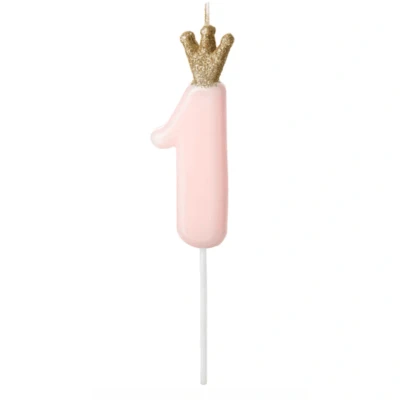 Image de PartyDeco SCU6 1 081J Bougie d&#039;anniversaire chiffre Rose clair 9,5 cm