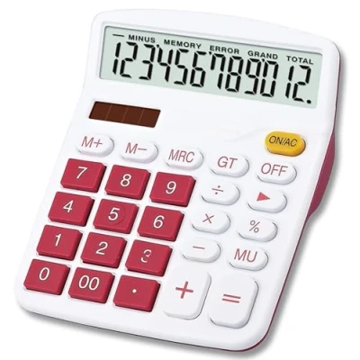 Image de Mengshen Calculatrice de Bureau Batterie solaire Double Alimentation, 12 Chiffres Grand LCD écran Calculette financière dédiée Professionnelle Fonction Standard pour Le Bureau/la Maison/l&#039;école