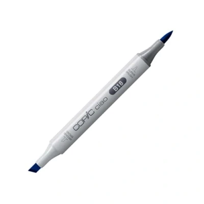 Image de COPIC Ciao B18, Lapis Lazuli, Twin Marker avec une pointe de largeur moyenne et « brush ».