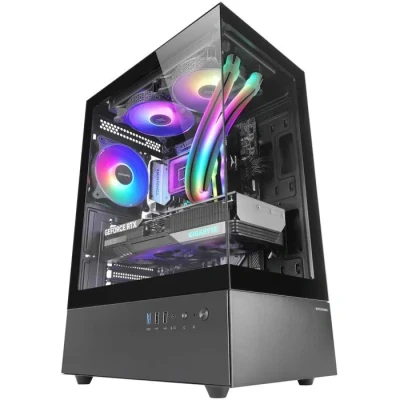 Image de Mars Gaming MC XO, Boîtier ATX, Double Verre Trempé Continu 90, Ventilateur FRGB 12cm, Système Refroidissement SIDECOOL, Semitour PC avec Design Chambre, Grande Capacité Interne, Noir