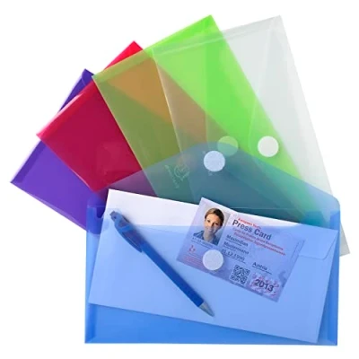 Image de Exacompta Réf. 56510E Carton de 50 pochettes enveloppes fermeture scratch et rabat En PP souple Dimensions d&#039;une pochette : 25 x 13,5 cm Format à classer 24x13 Couleurs assorties