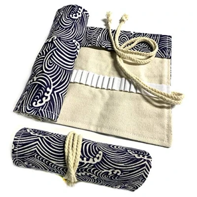 Image de DOITEM Sac a Crayon de Toile, 72 Trous Pochette pour Crayons, Trousse Crayons Couleurs Multi usages (Crayons non Inclus)