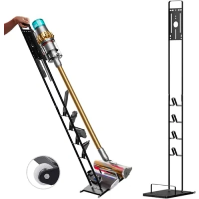 Image de Foho Support en Métal D&#039;aspirateur Organisateur Compatible pour Dyson Gen5 V15 V12 V11 V10 V8 V7 V6 Accessoires, avec Roues