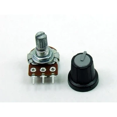 Image de POPESQ® 1 pcs. x Potentiometre avec Bouton 1K Logarithmique PCB Gris / Potentiometer with Cap Logarithmic Grey #A1812