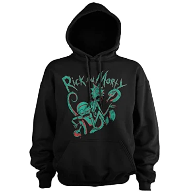Image de Rick and Morty Officiellement sous Licence Duotone Sweat À Capuche (Noir), Large