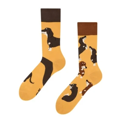 Image de Dedoles Chaussettes Unisexe Homme Femme &amp; Enfants beaucoup designs amusants gauche droite différent, couleur: Jaune, motif: Teckels, taille: 43 46