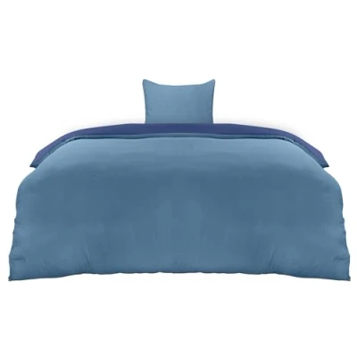 Image de Utopia Bedding Housse de Couette 1 Personne 135x200 cm avec Taie d&#039;oreiller 80x80 (Bleu Marine/Bleu Clair) Parure lit Ensembles Housses en Microfibre brossée Douce